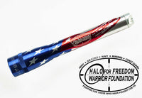 Flag-lite Limited Edition LED flashlight with patriotic blue and red finish and HALO for Freedom Warrior Foundation emblem