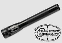 Mini Maglite PRO LED two cell AA flashlight with Halo for Freedom Warrior Foundation logo