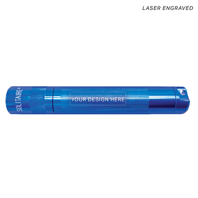 Solitaire LED Key Chain Flashlight - Blue - Custom Engraving