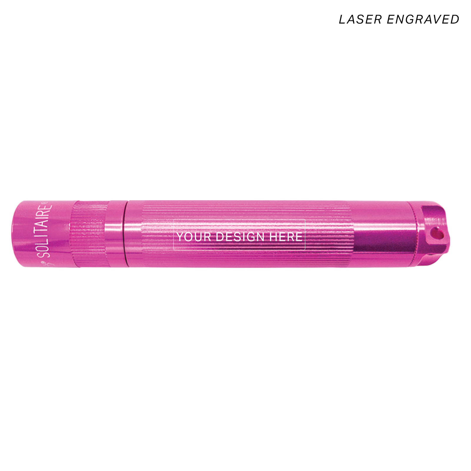 Solitaire LED Key Chain Flashlight - Pink - Custom Engraving