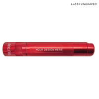 Red Solitaire LED key chain flashlight with blank engraving area ready for a custom design