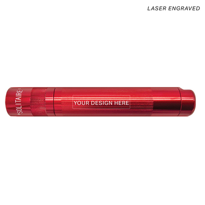 Solitaire LED Key Chain Flashlight - Red - Custom Engraving