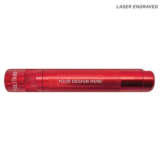 Solitaire LED Key Chain Flashlight - Red - Custom Engraving
