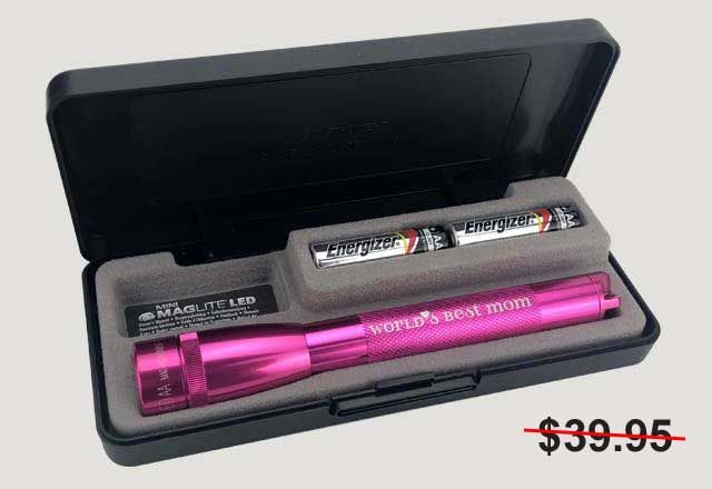 Mini Maglite with Laser Engraving World's Best Mom Pink